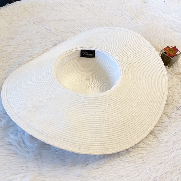 NWT JACOBSON’S | Wide Brim Sun Protection Hat white navy - Picture 3 of 5